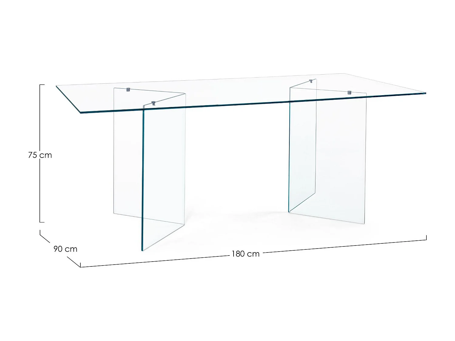 Table de salle à manger design rectangulaire en verre L180 - IDORA