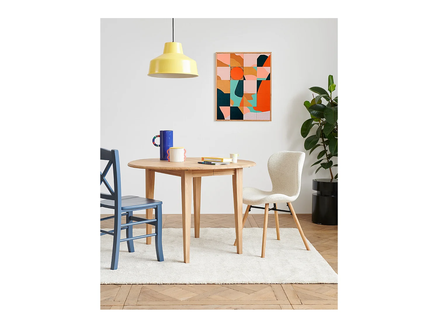 Table ronde à volets en chêne massif  D105 - VICTORIA