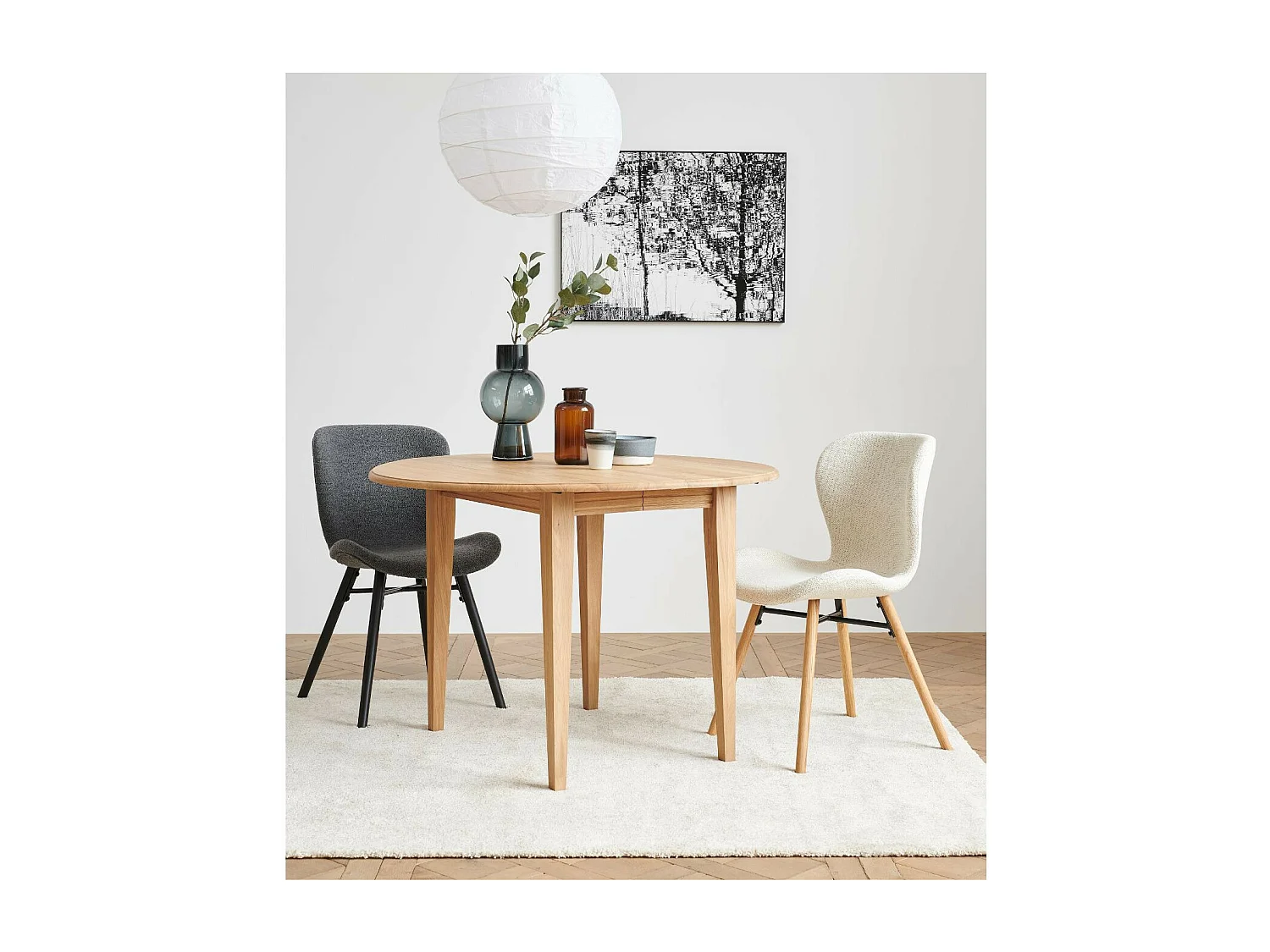 Table ronde à volets en chêne massif  D105 - VICTORIA