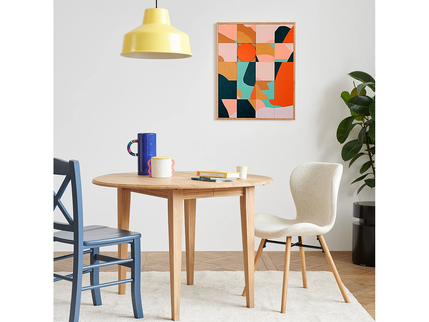 Table ronde à volets en chêne massif  D105 - VICTORIA