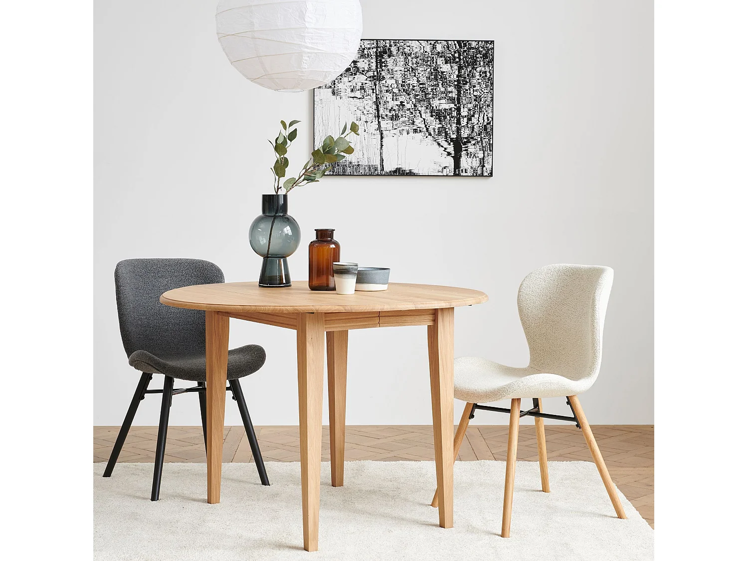 Table ronde à volets en chêne massif  D105 - VICTORIA