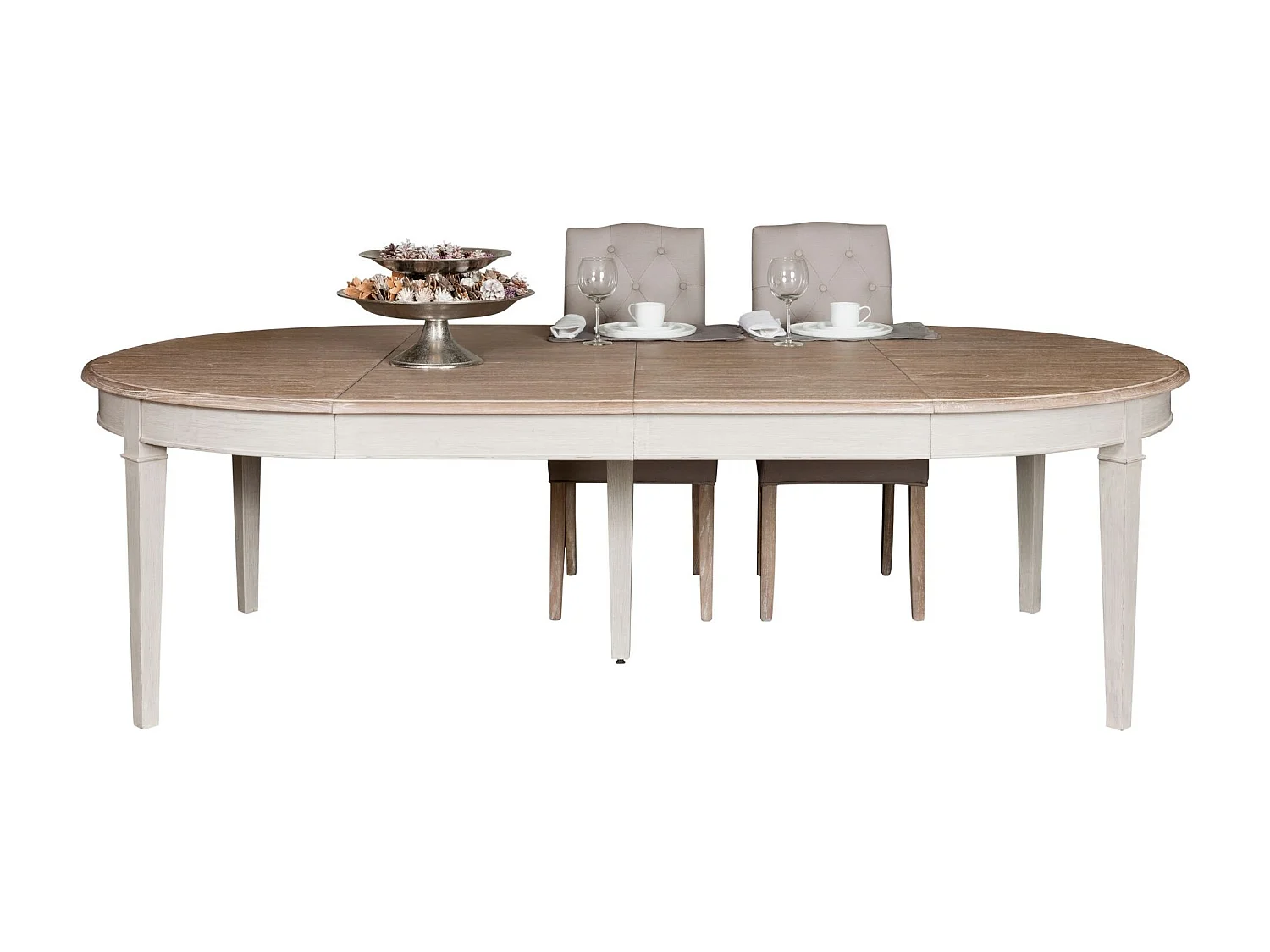 Table à manger ronde extensible piétement crème L130/310 - VILLAS