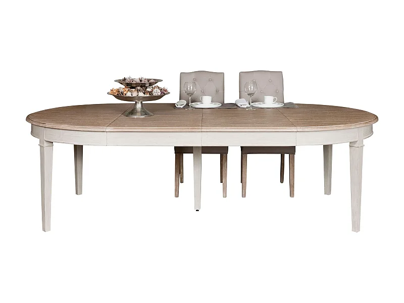 Table à manger ronde extensible piétement crème L130/310 - VILLAS