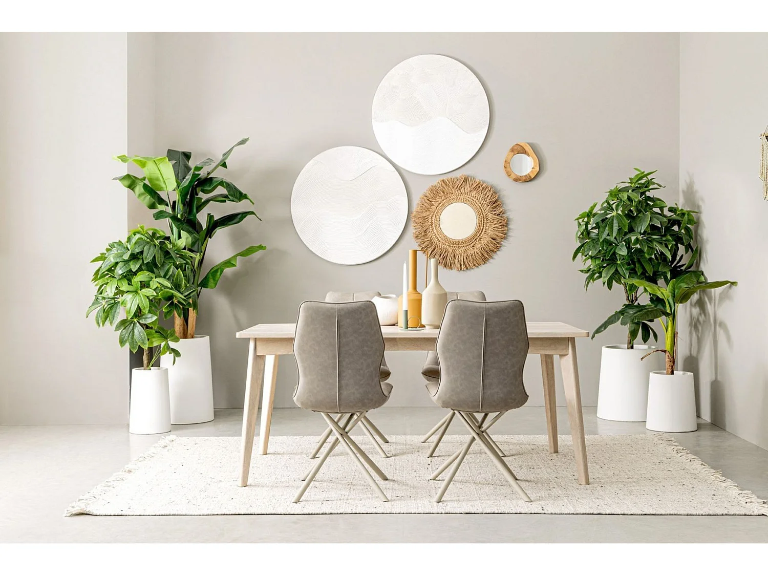 Table de salle à manger rectangulaire en bois blanchi L173 - SHANNA