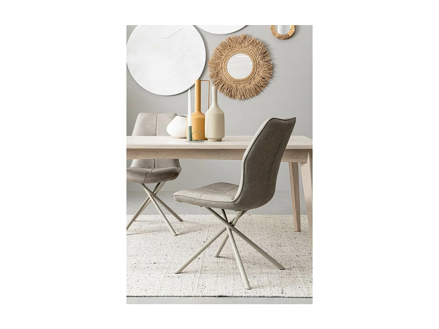 Table de salle à manger rectangulaire en bois blanchi L173 - SHANNA