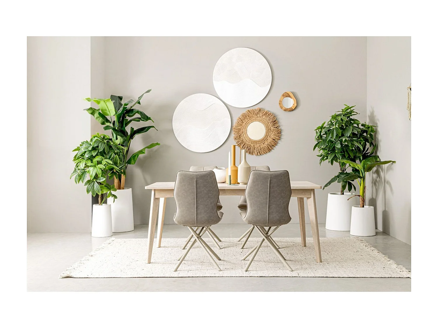 Table de salle à manger rectangulaire en bois blanchi L173 - SHANNA