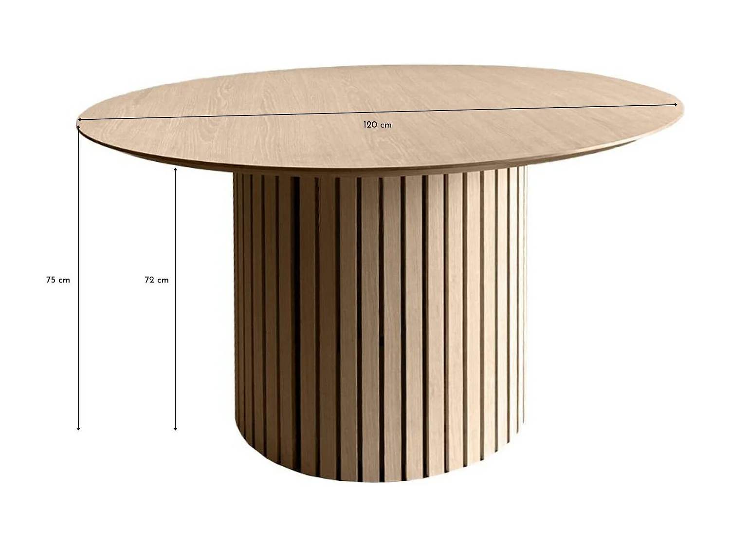 Table de salle à manger ronde en chêne blanchi D120 - LIAC