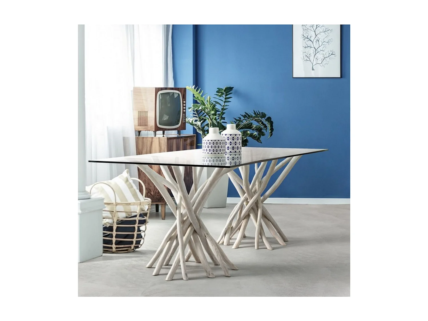 Table en teck et verre - SUZANA