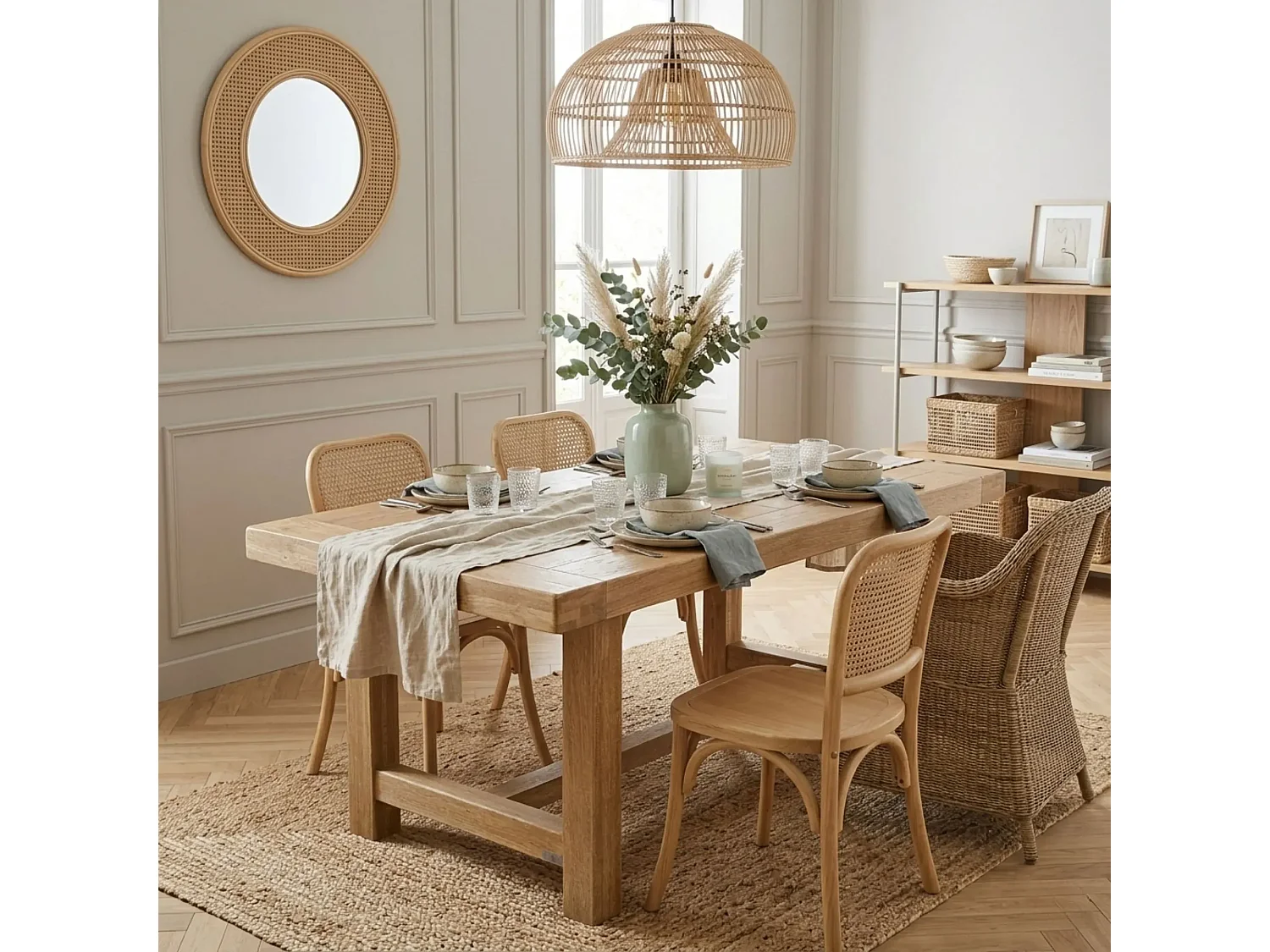 Table de ferme campagnarde bois chêne massif L180 - LA BRESSE