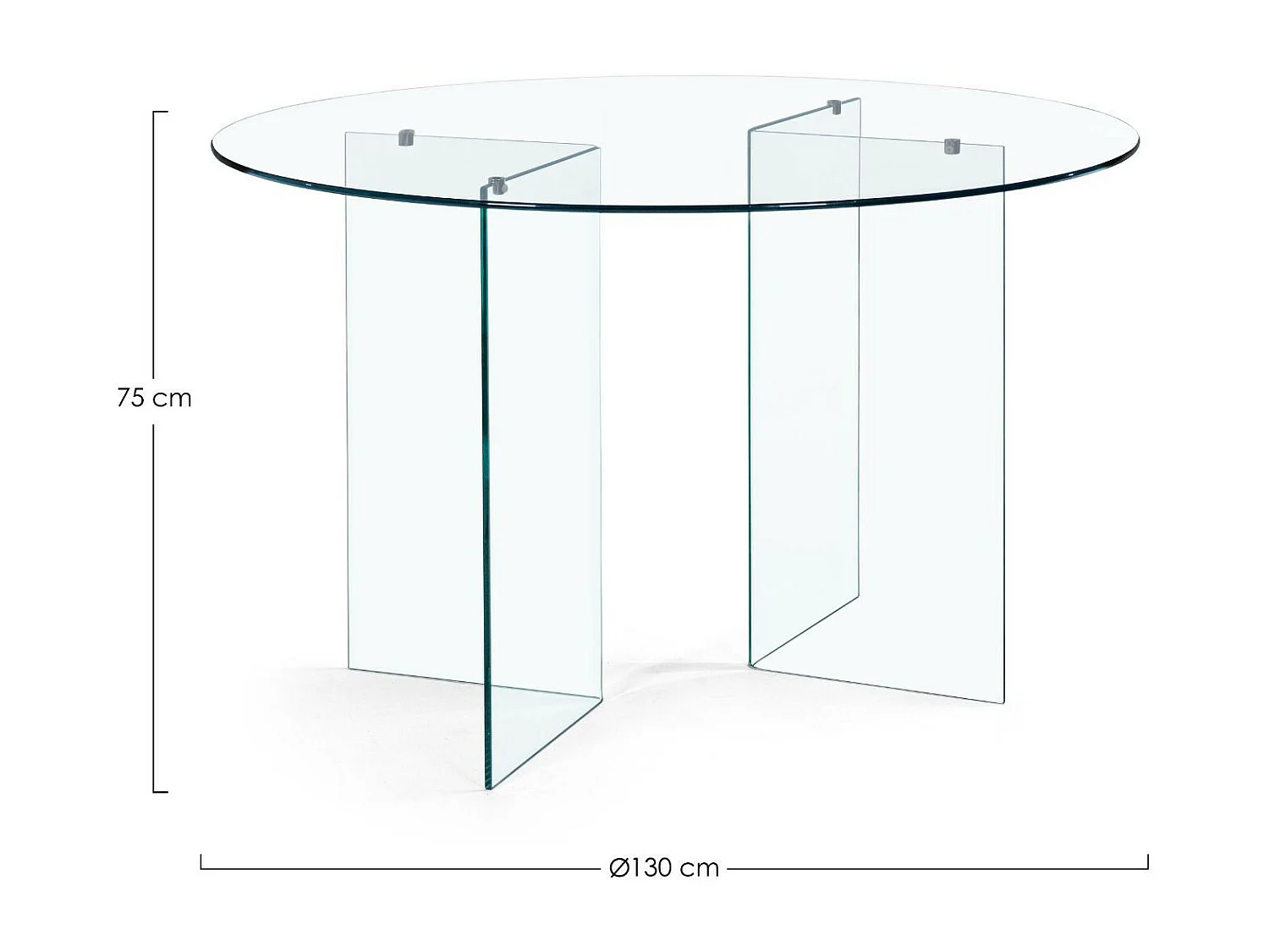 Table de salle à manger design ronde en verre transparent 6 places D130 - IDORA