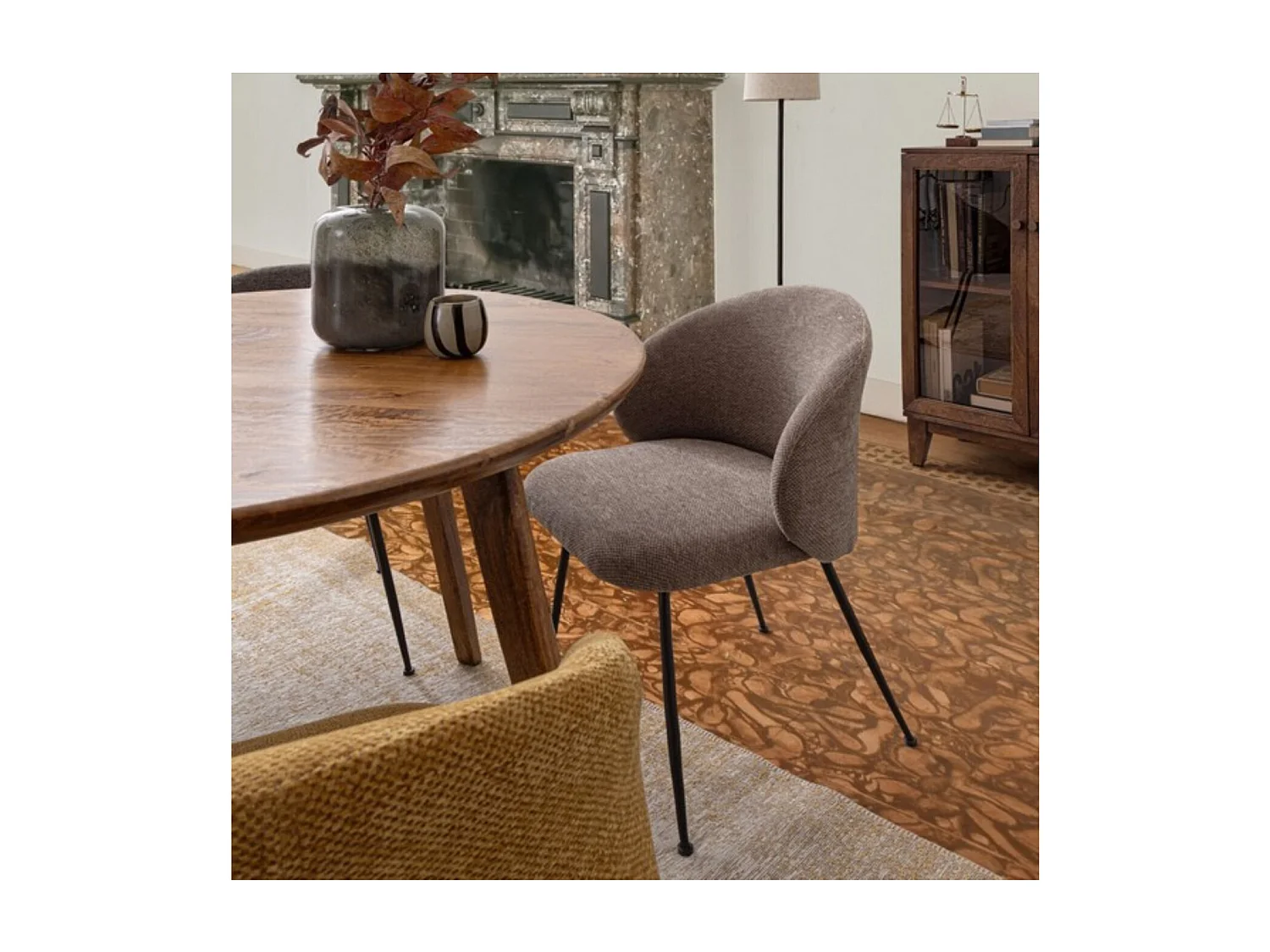 Table de salle à manger ronde vintage en manguier D120 6 places - BLANY