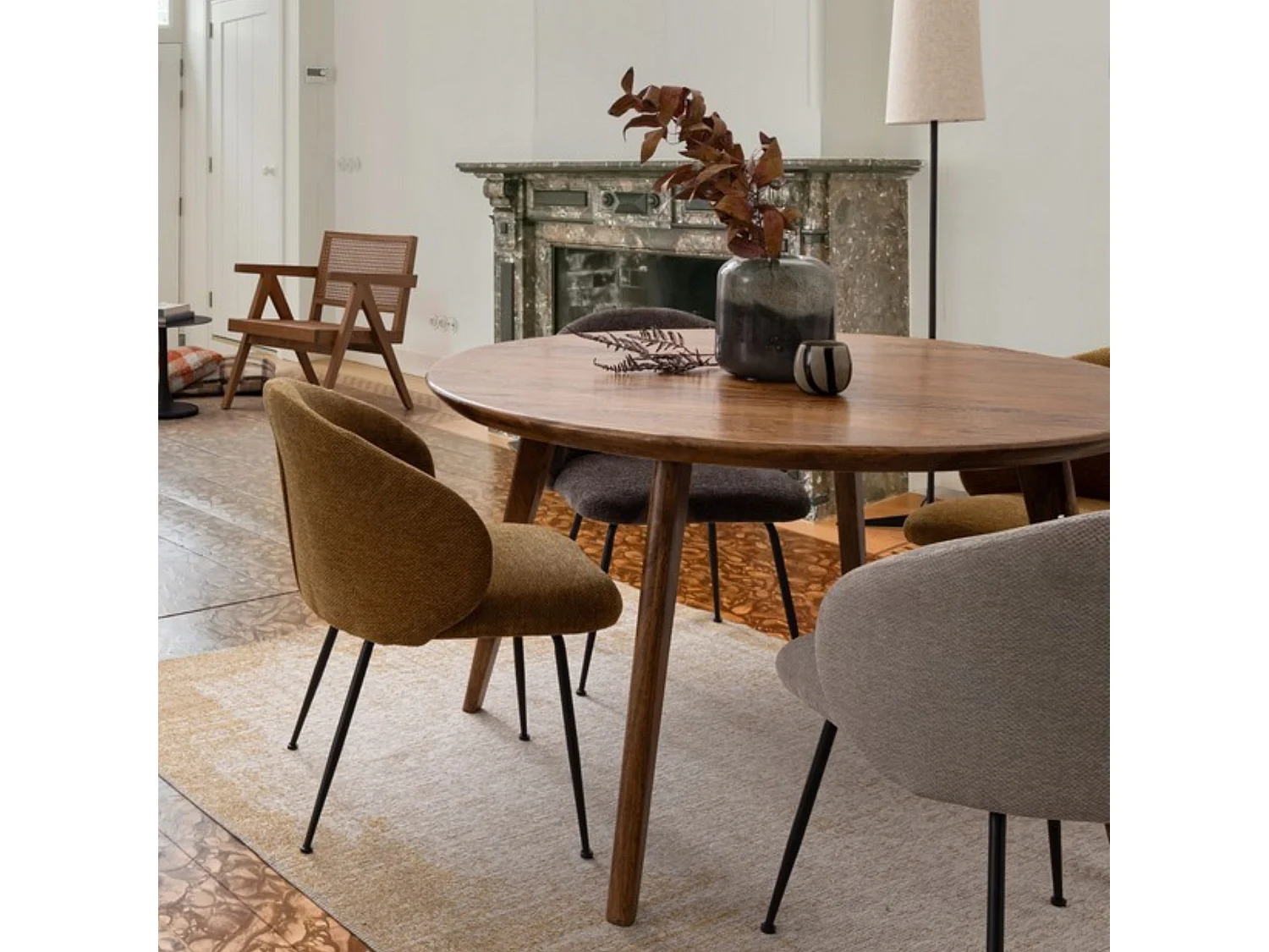 Table de salle à manger ronde vintage en manguier D120 6 places - BLANY