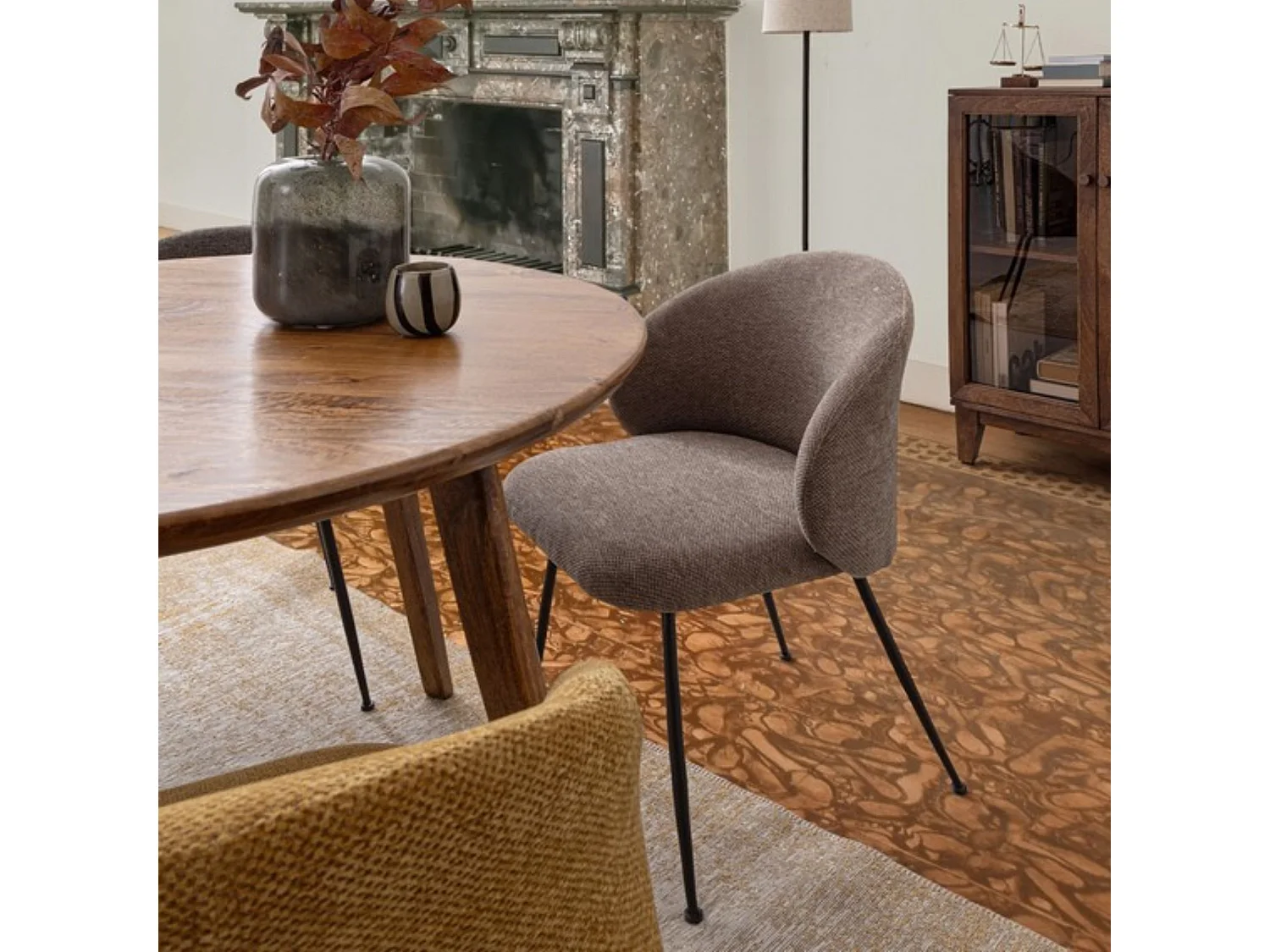 Table de salle à manger ronde vintage en manguier D120 6 places - BLANY