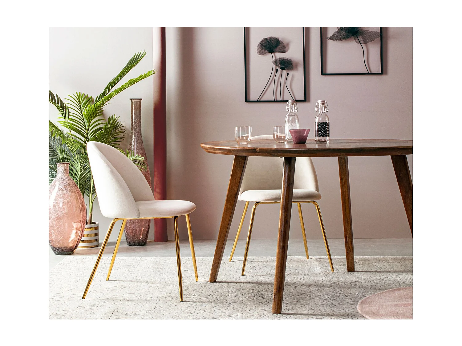 Table de salle à manger ronde vintage en manguier D120 6 places - BLANY