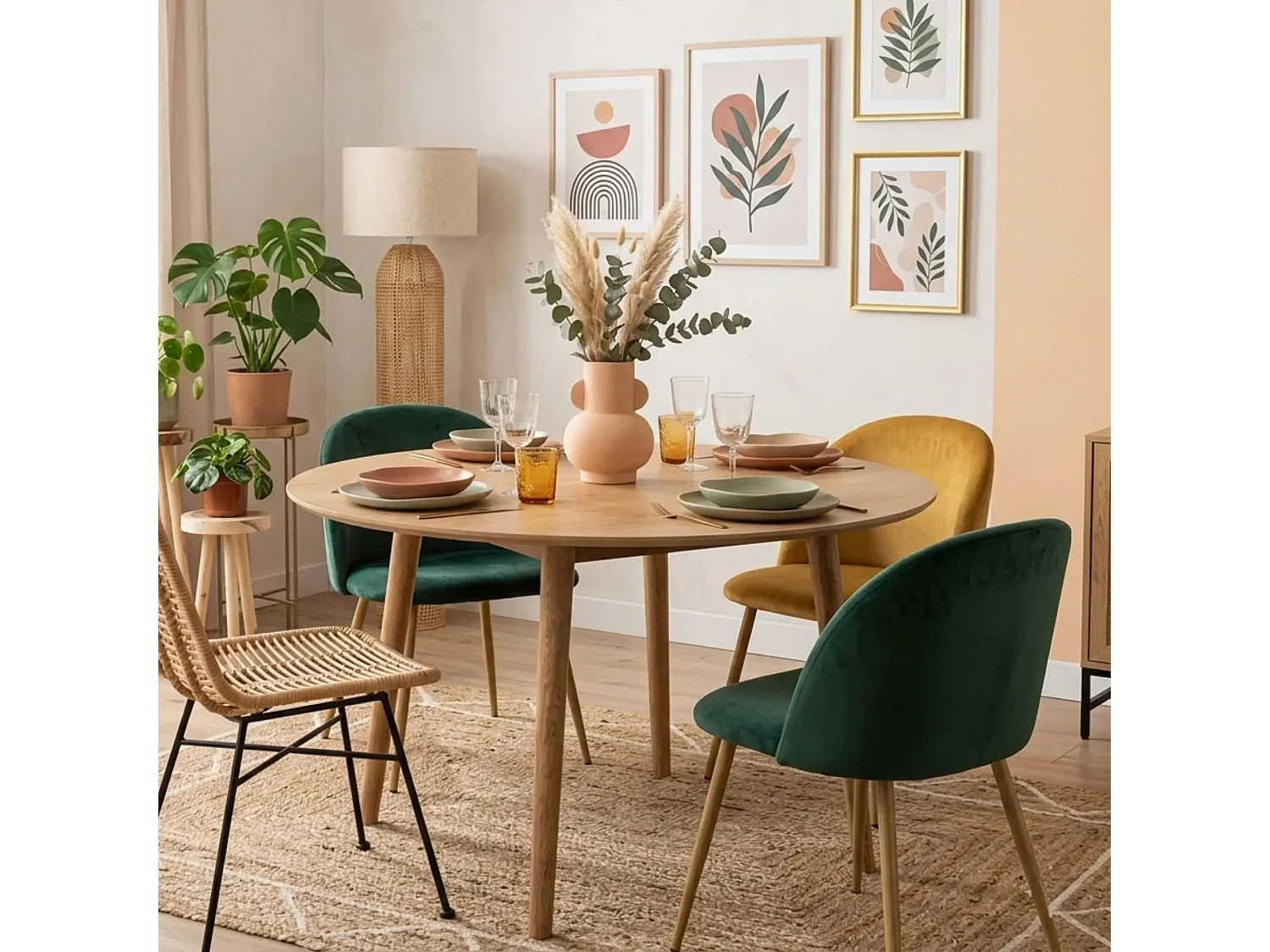 Table ronde en bois clair L120 - NOGANA