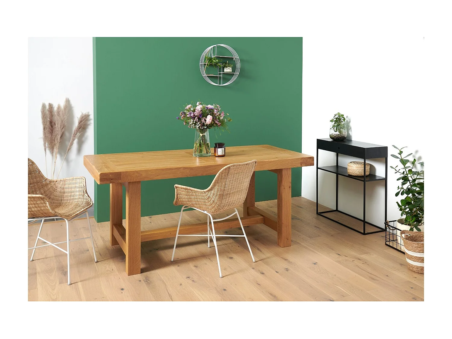 Table de ferme bois chêne massif L220 - LA BRESSE