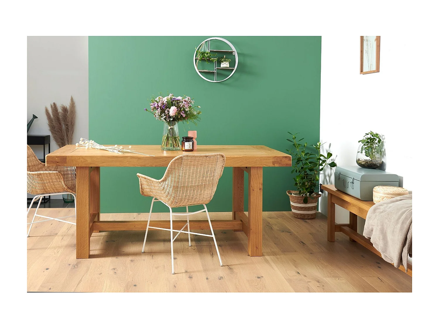 Table de ferme bois chêne massif L220 - LA BRESSE