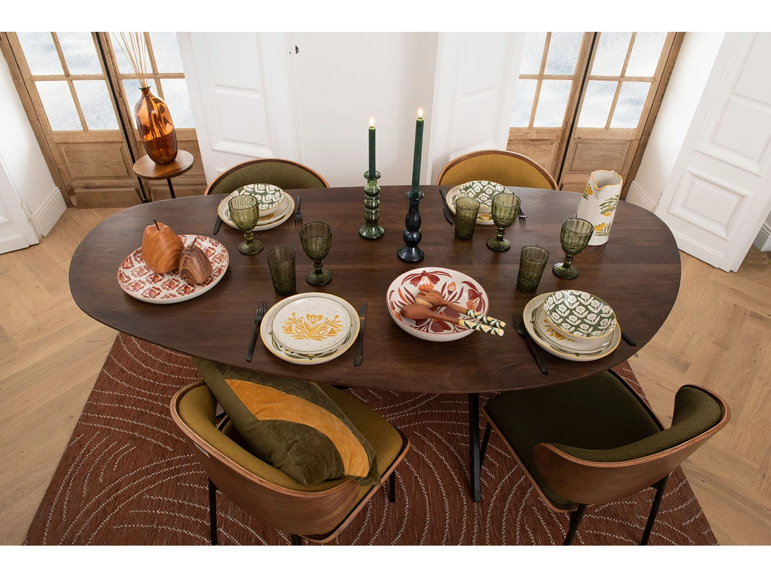 Table de salle à manger organique en manguier et métal L200 - GAIA