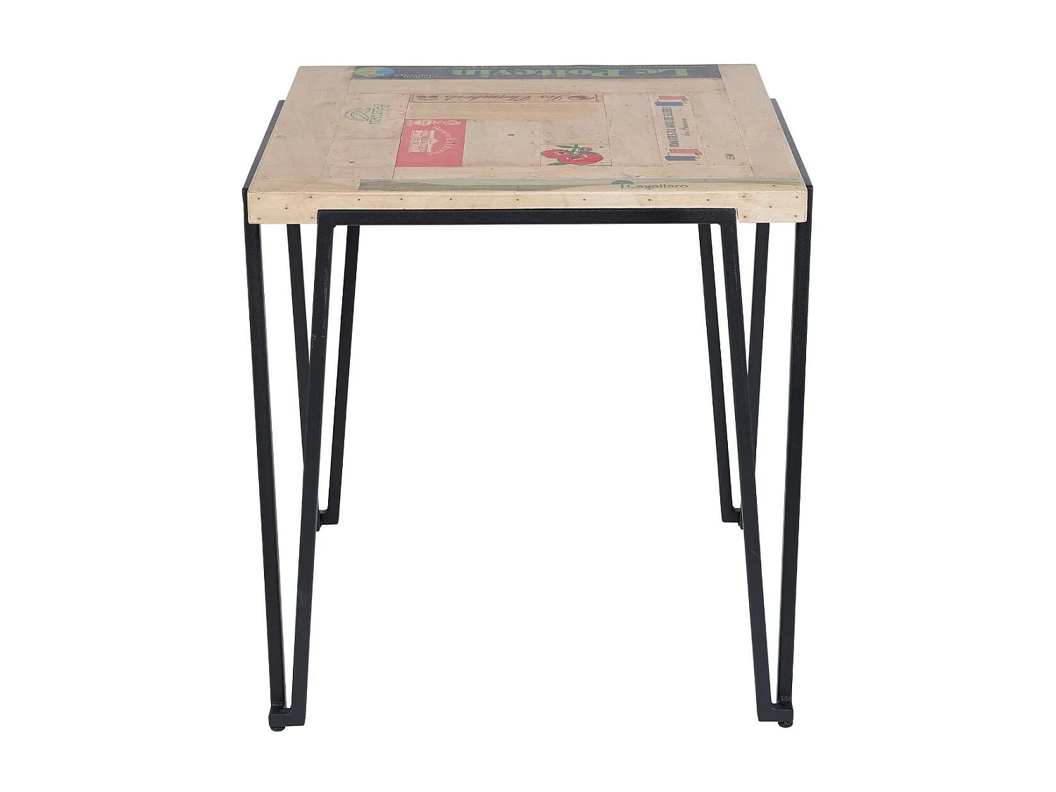 Table bistrot carrée en bois recyclé et pied métal L70 - DEMETER