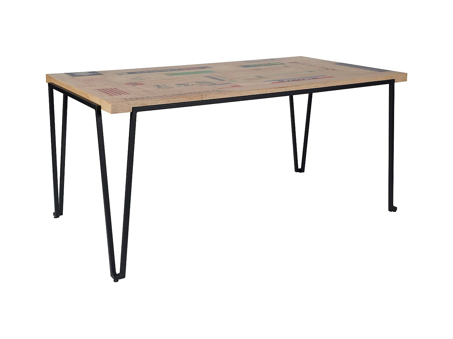 Table indus rectangulaire en bois recyclé et pied métal L160 - DEMETER