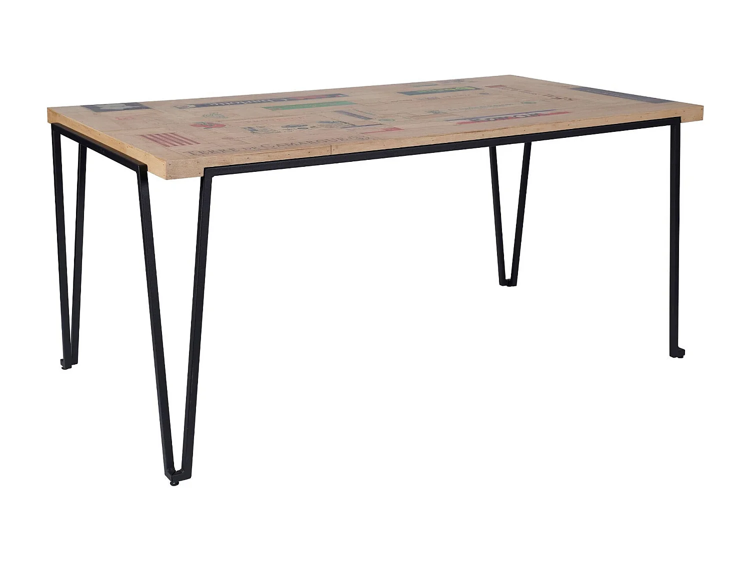 Table indus rectangulaire en bois recyclé et pied métal L160 - DEMETER