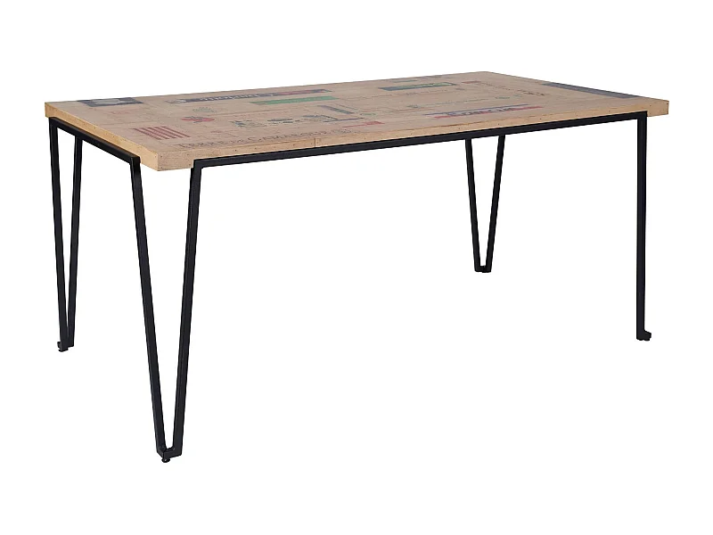 Table indus rectangulaire en bois recyclé et pied métal L160 - DEMETER