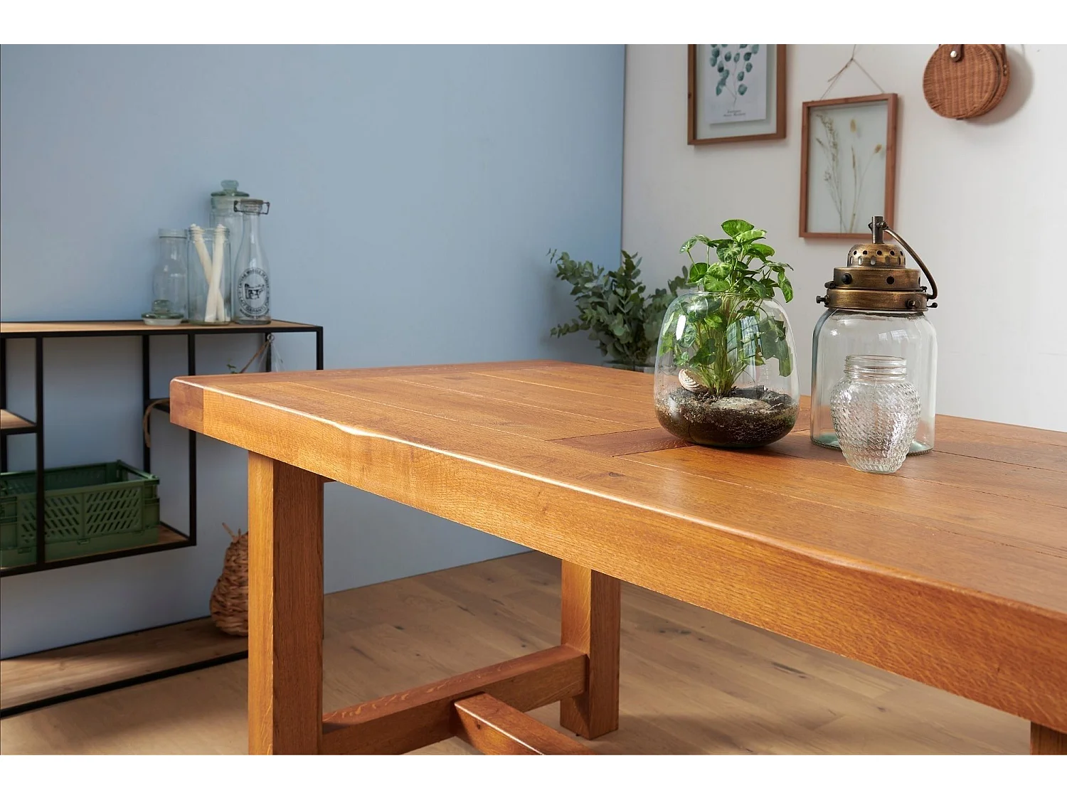 Table de ferme en chêne moyen massif + 2 allonges L220/320 - LA BRESSE