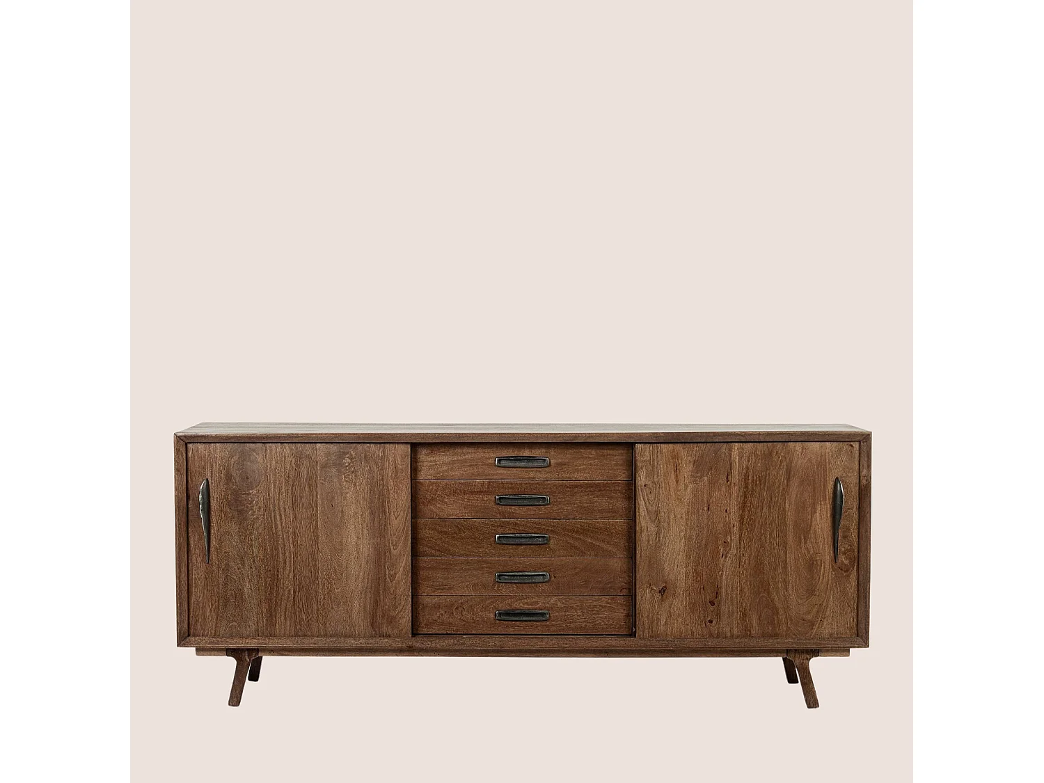 Buffet en bois de manguier vintage 2 portes et 5 tiroirs L200 - SHEILA