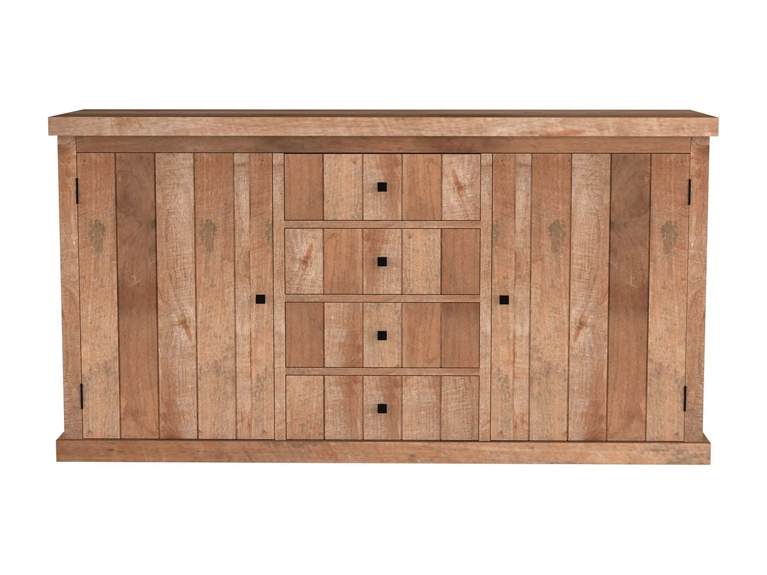 Buffet bas en bois recyclé 2 portes 4 tiroirs L 180 - LINAS