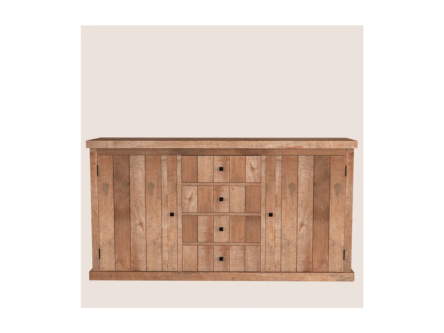 Buffet bas en bois recyclé 2 portes 4 tiroirs L 180 - LINAS