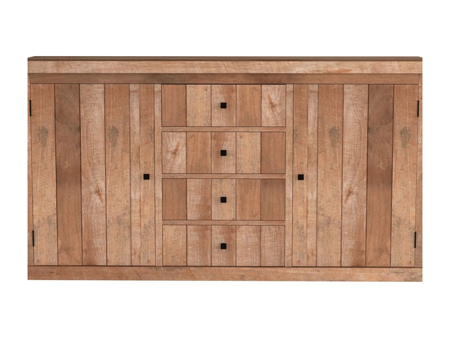 Buffet bas en bois recyclé 2 portes 4 tiroirs L 180 - LINAS