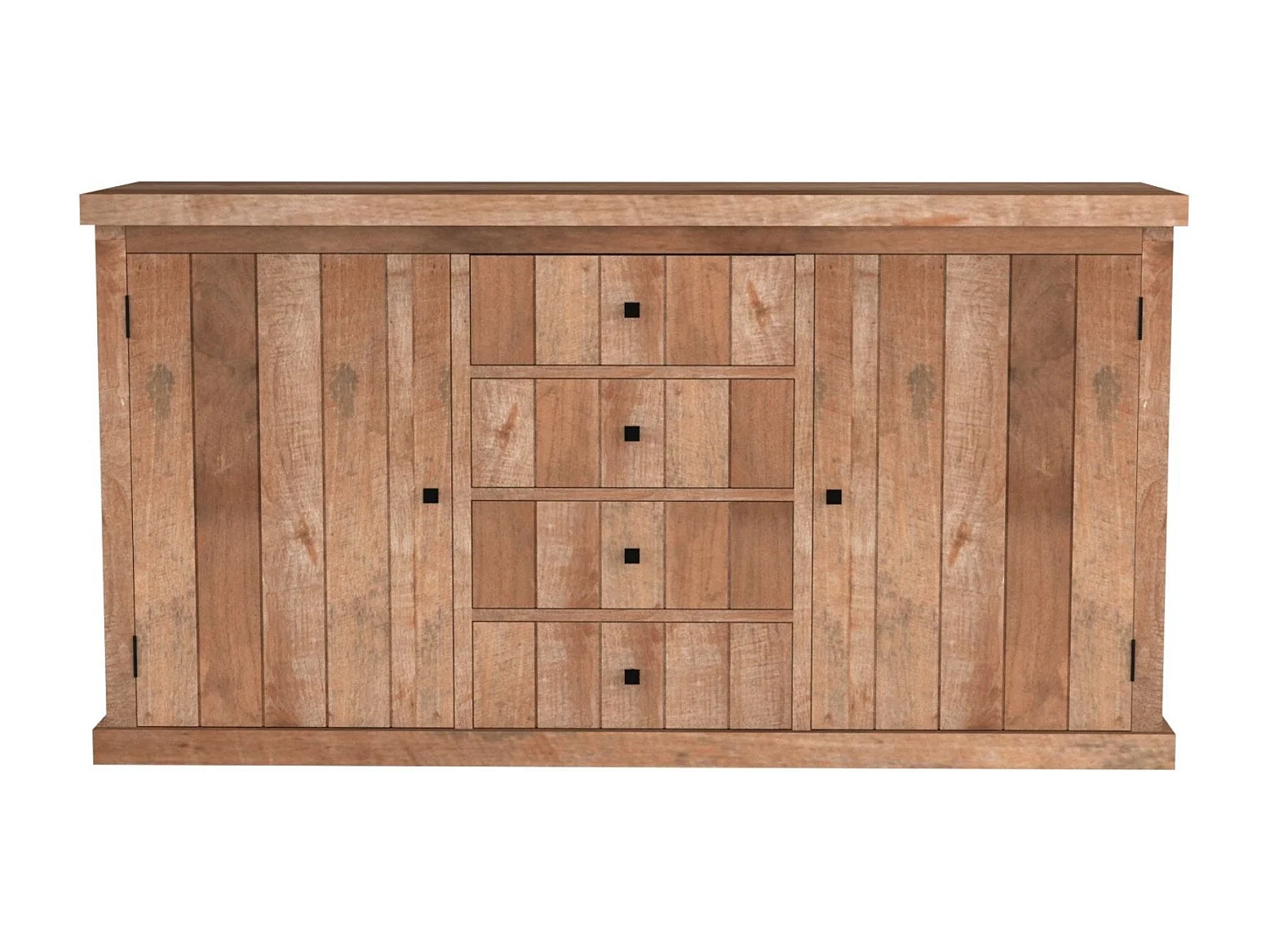 Buffet bas en bois recyclé 2 portes 4 tiroirs L 180 - LINAS