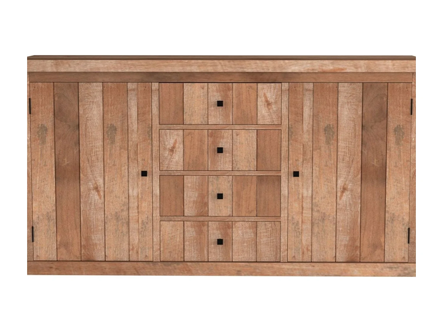 Buffet bas en bois recyclé 2 portes 4 tiroirs L 180 - LINAS