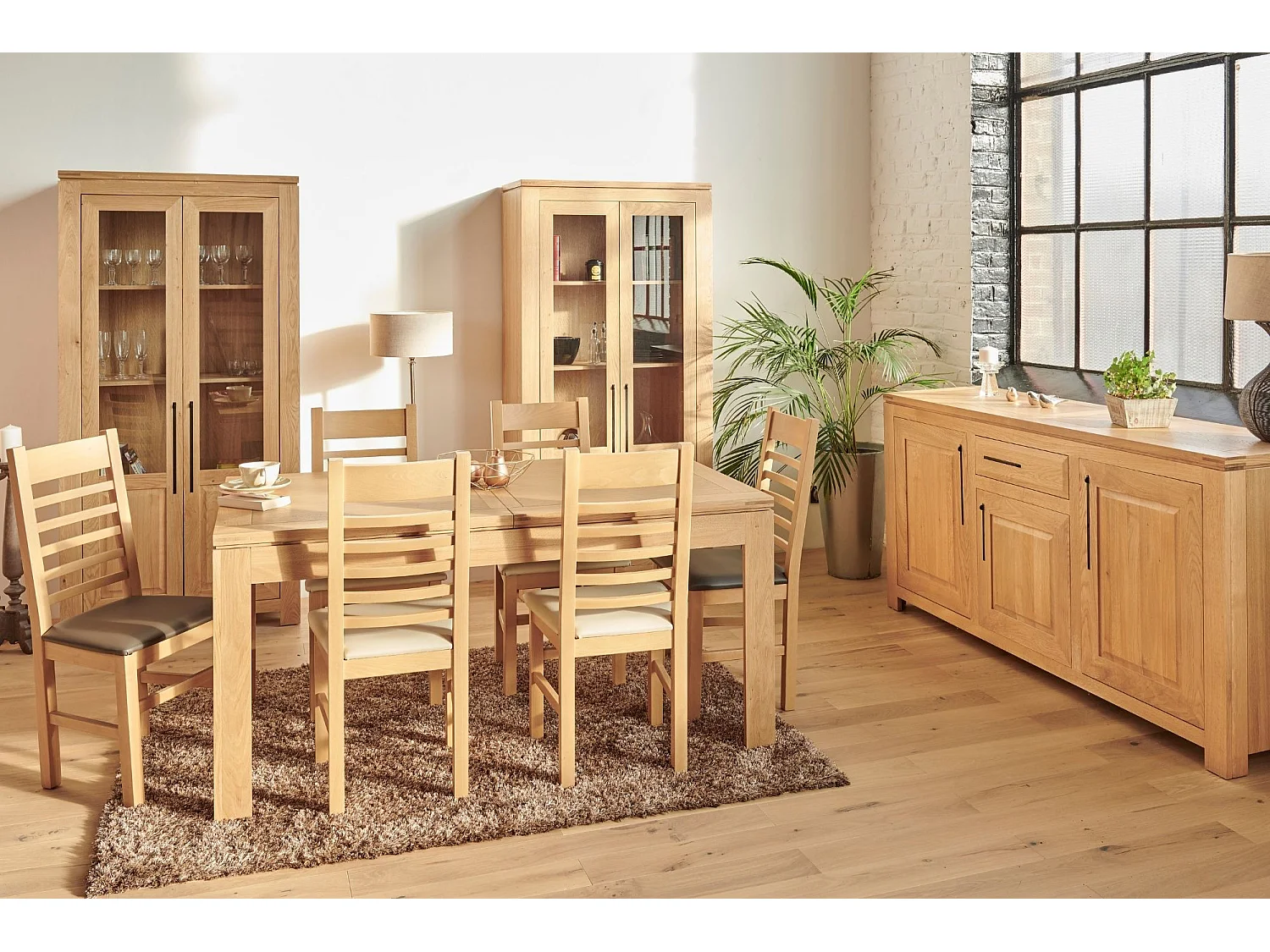 Buffet bas moderne en chêne clair 3 portes 1 tiroir - BOSTON