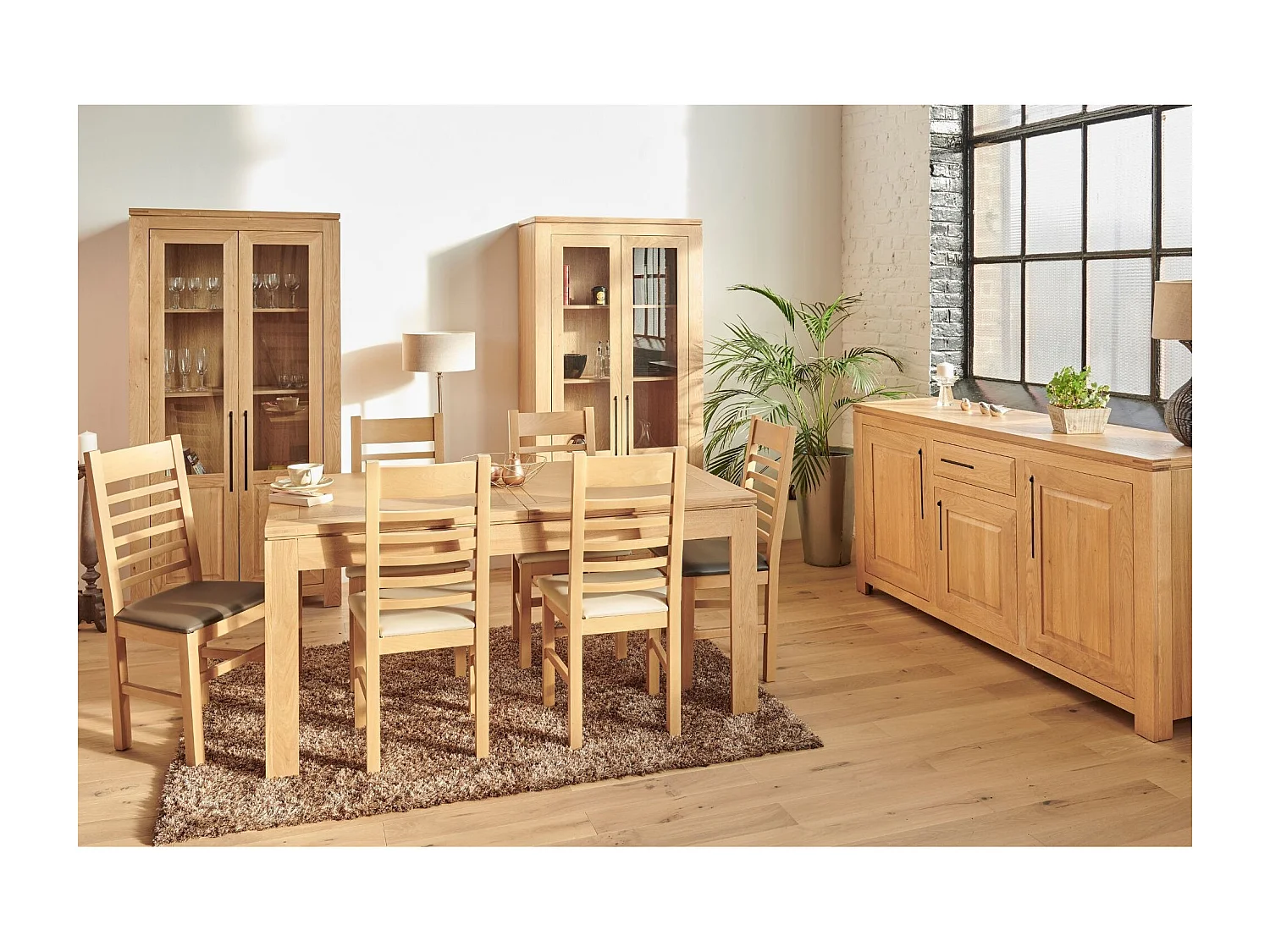 Buffet bas moderne en chêne clair 3 portes 1 tiroir - BOSTON