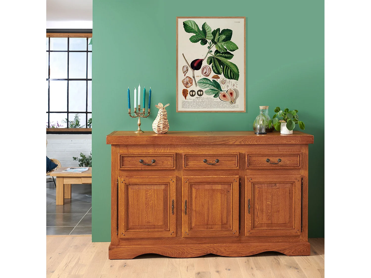 Bahut en chêne massif 3 portes et 3 tiroirs - LA BRESSE