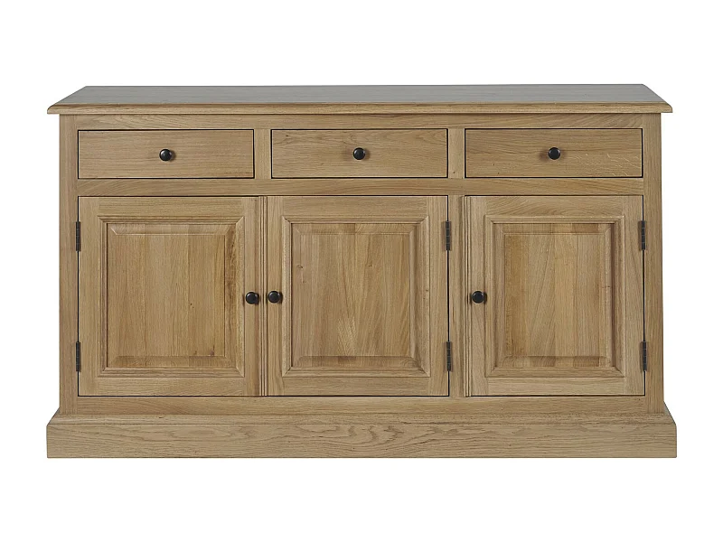 Buffet bas 3 portes 3 tiroirs en chêne massif naturel - VICTORIA
