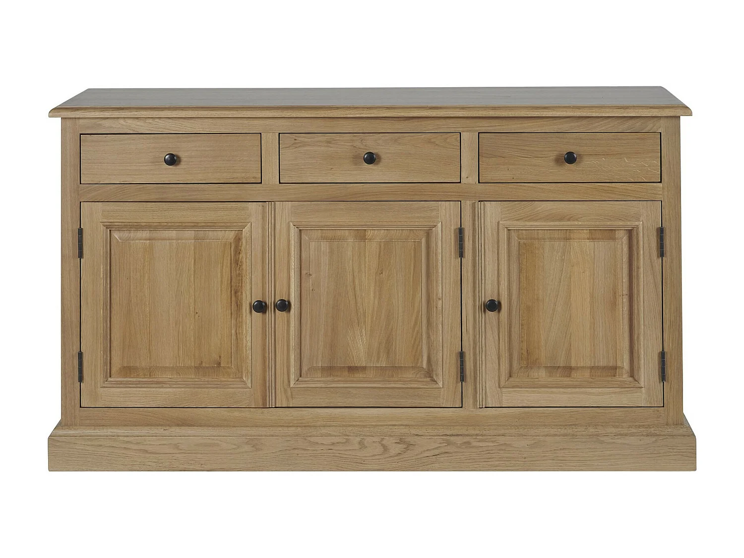 Buffet bas 3 portes 3 tiroirs en chêne massif naturel - VICTORIA