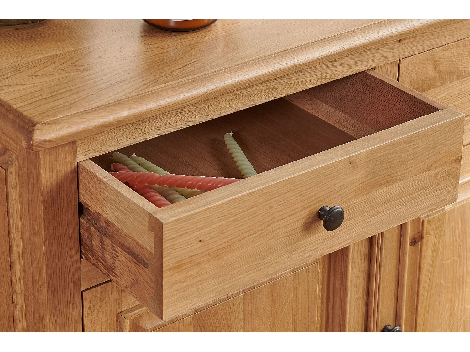 Buffet bas 3 portes 3 tiroirs en chêne massif naturel - VICTORIA