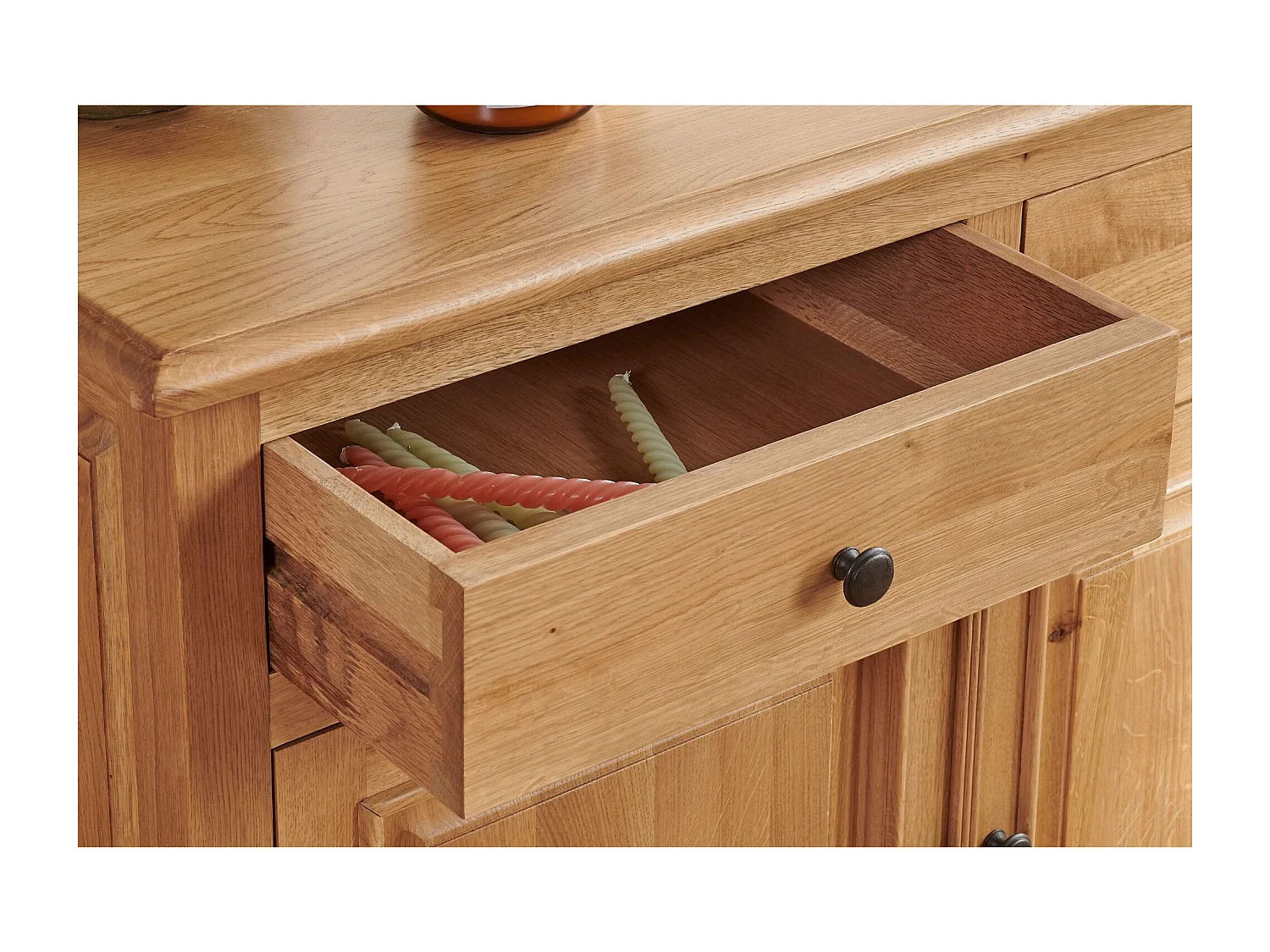 Buffet bas 3 portes 3 tiroirs en chêne massif naturel - VICTORIA