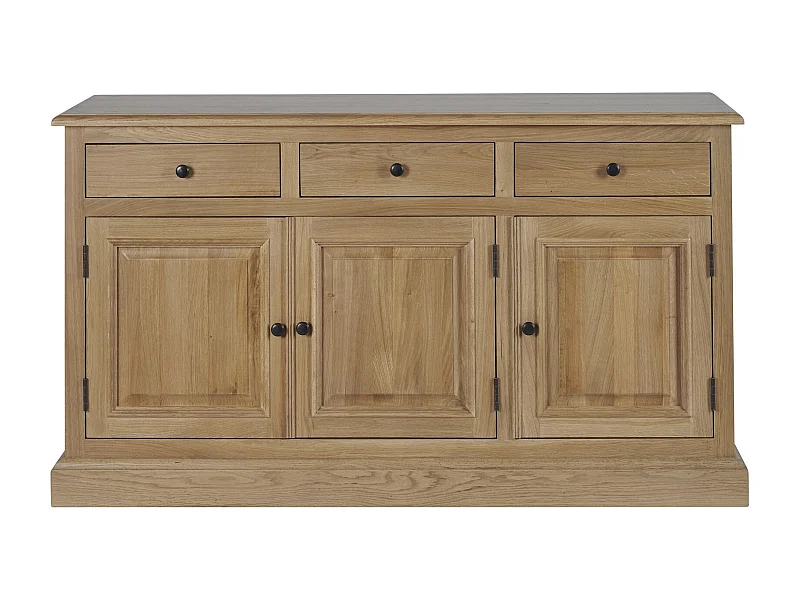 Buffet bas 3 portes 3 tiroirs en chêne massif naturel - VICTORIA
