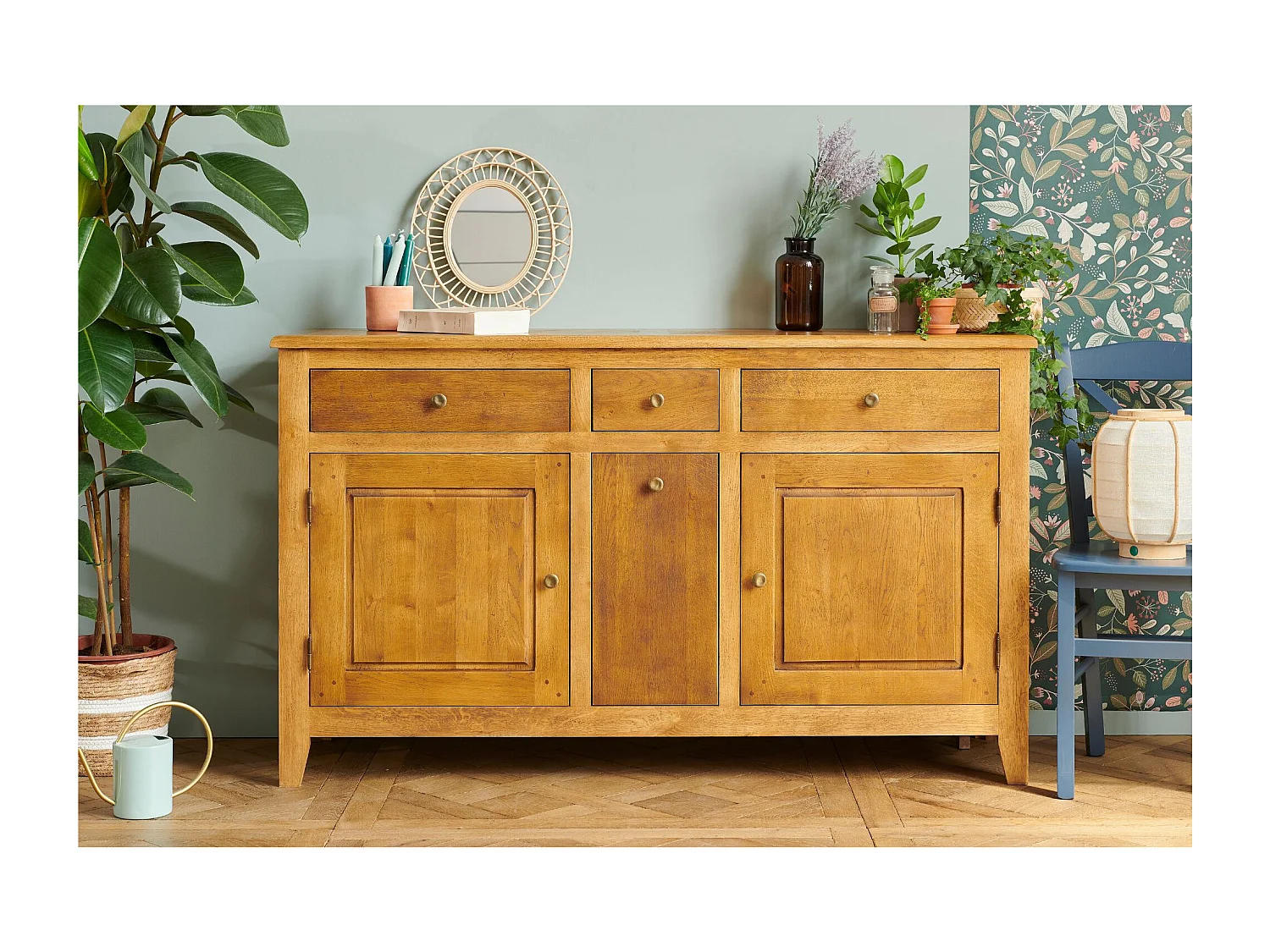 Buffet campagne 2 portes 4 tiroirs en chêne massif - KATELL