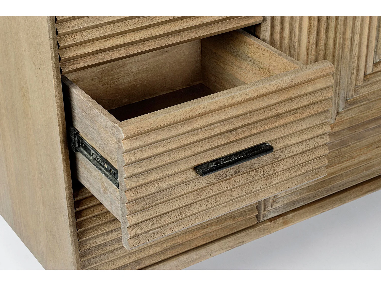 Buffet en bois de manguier 2 portes 3 tiroirs pieds métal noir L160 - MANAUS