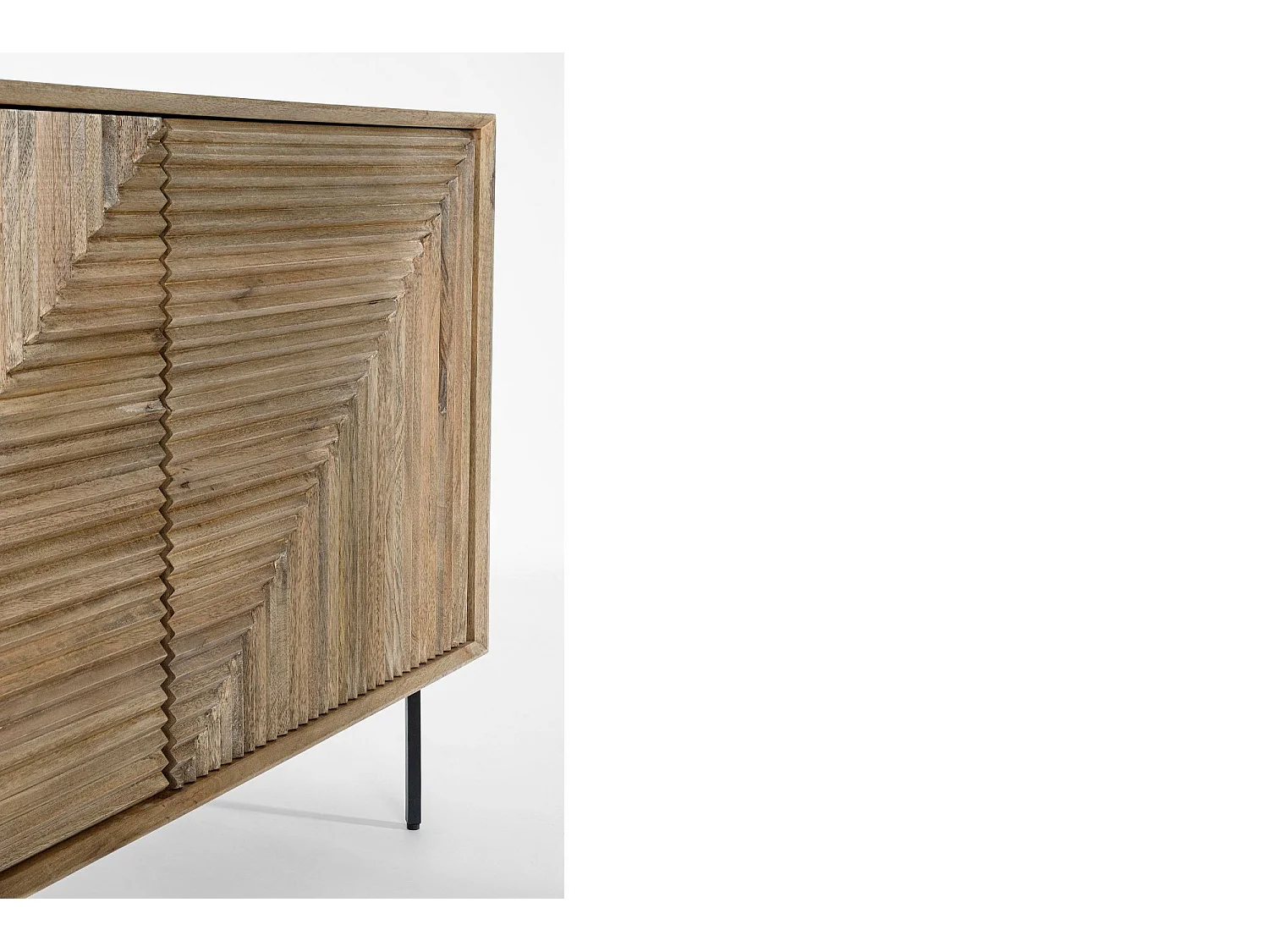 Buffet en bois de manguier 2 portes 3 tiroirs pieds métal noir L160 - MANAUS