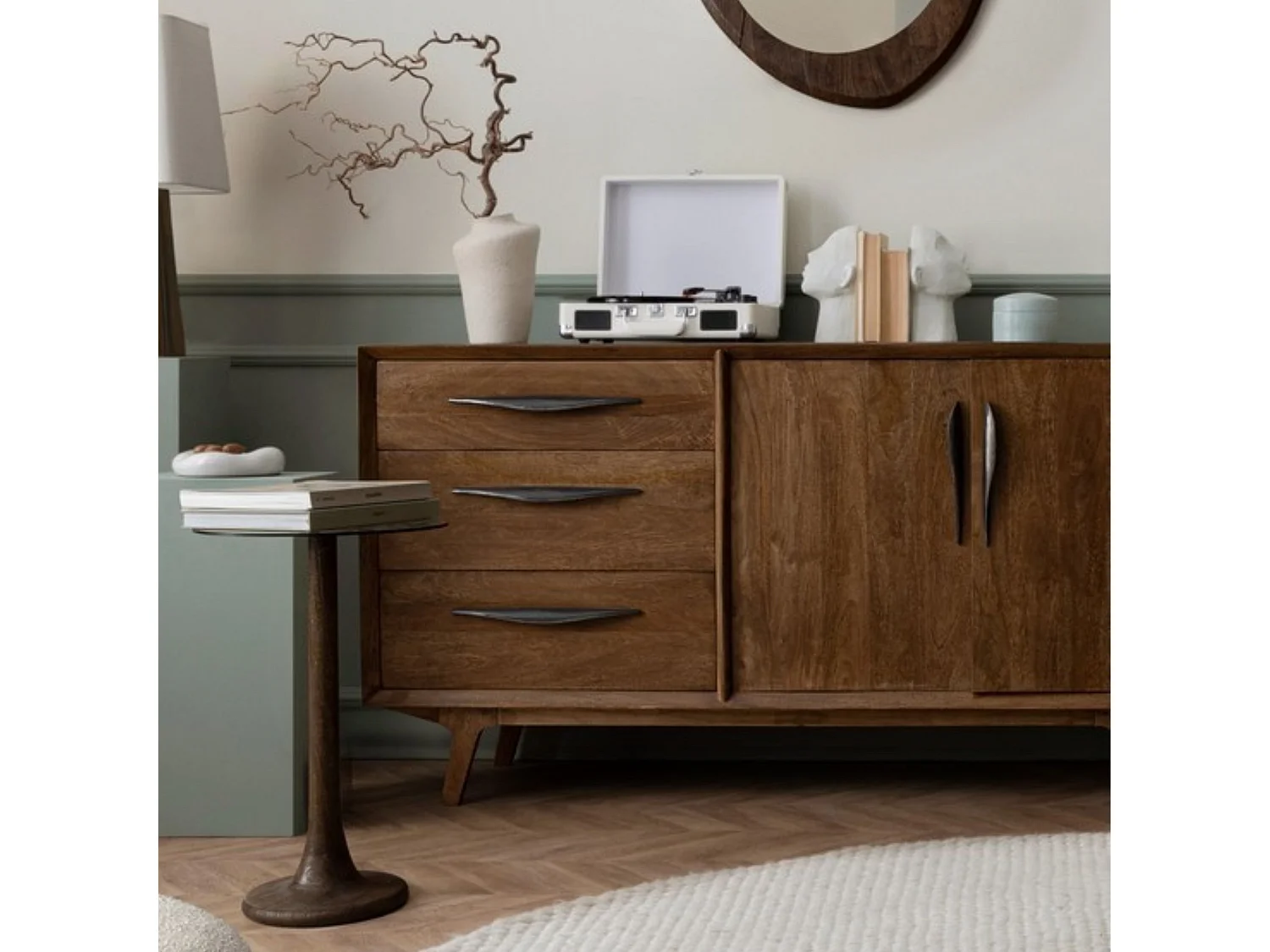 Buffet en bois de manguier vintage 2 portes et 3 tiroirs L150 - SHEILA