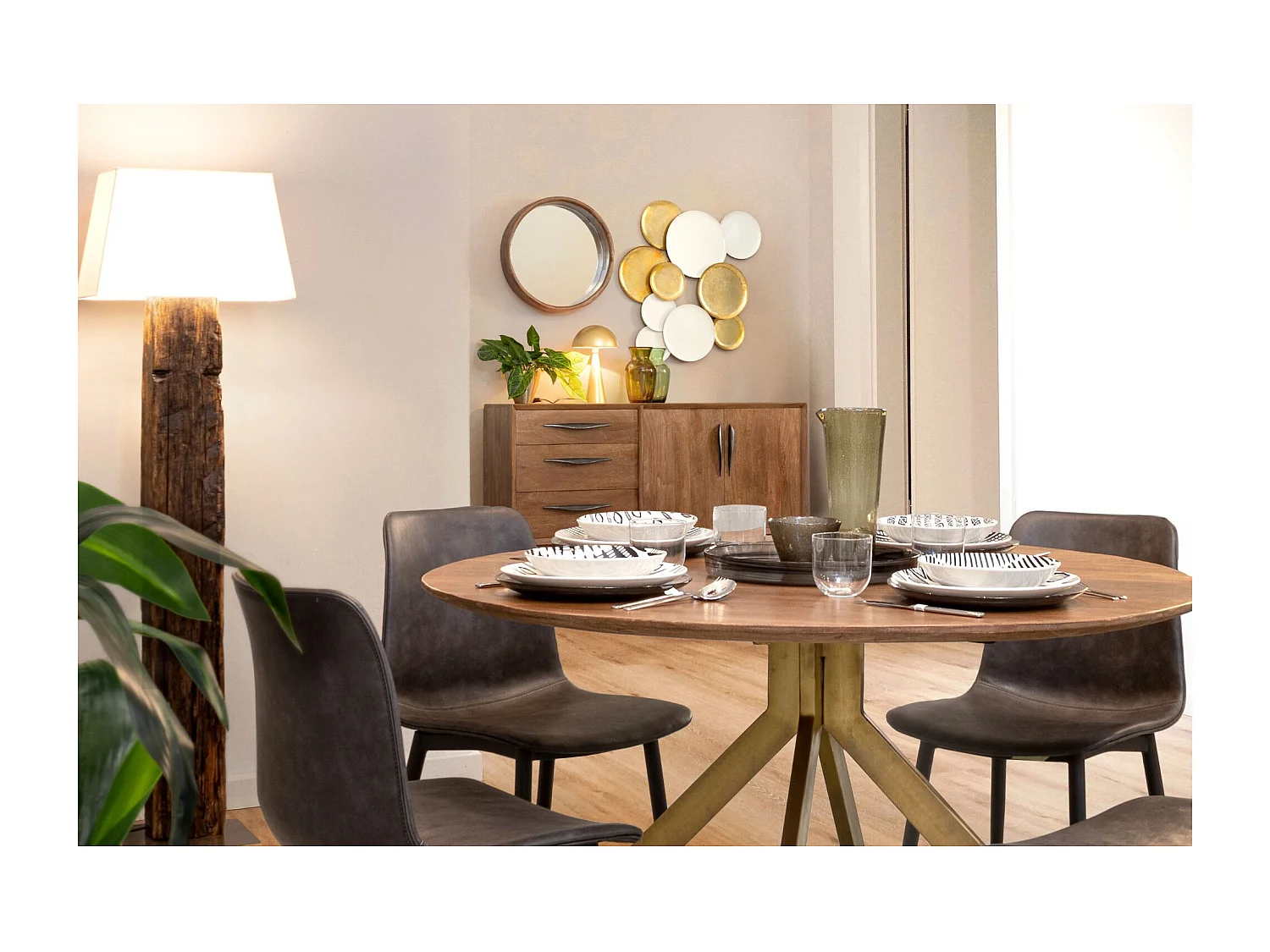 Buffet en bois de manguier vintage 2 portes et 3 tiroirs L150 - SHEILA