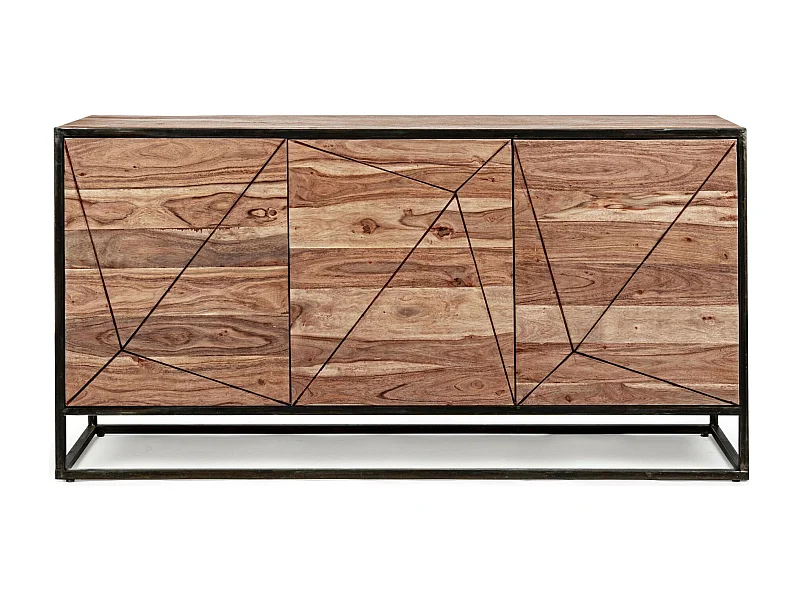 Buffet de salle à manger en acacia et en métal 3 portes L145 - ELEANOR