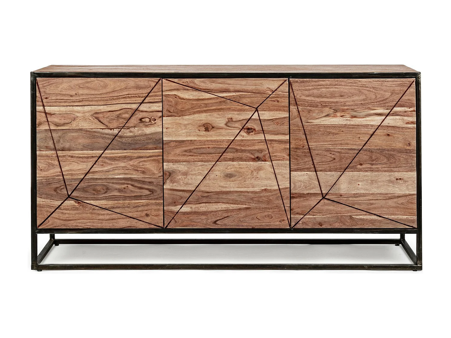Buffet de salle à manger en acacia et en métal 3 portes L145 - ELEANOR