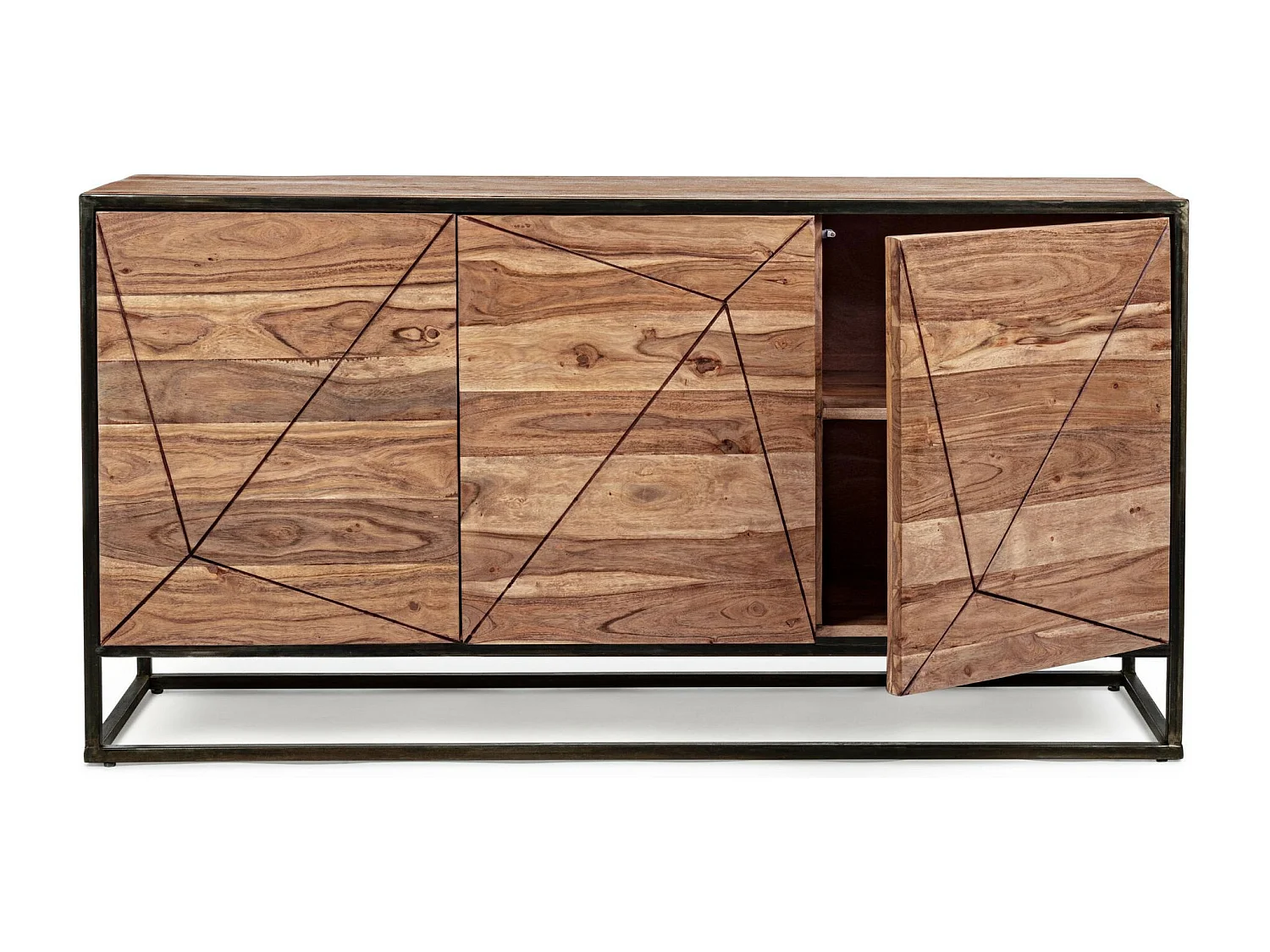 Buffet de salle à manger en acacia et en métal 3 portes L145 - ELEANOR