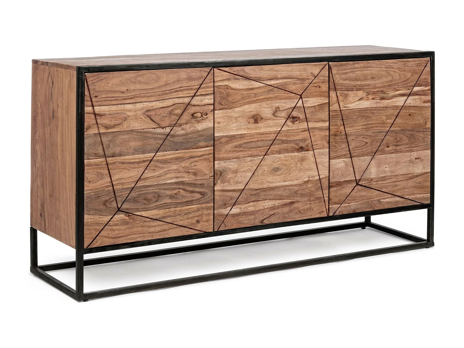 Buffet de salle à manger en acacia et en métal 3 portes L145 - ELEANOR